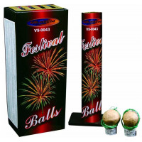 Фестивальные шары VS-0043 - FESTIVAL BALLS - в упаковке 10 зарядов 1,5" дюйма (38 мм.) калибр + мортира - высота 50 метров -