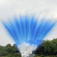 Гендерный салют дневной ГОЛУБОЙ 50 залпов 1,2" калибра (веерная стена) SMOKE MINE СУ0305012B от Пирофф